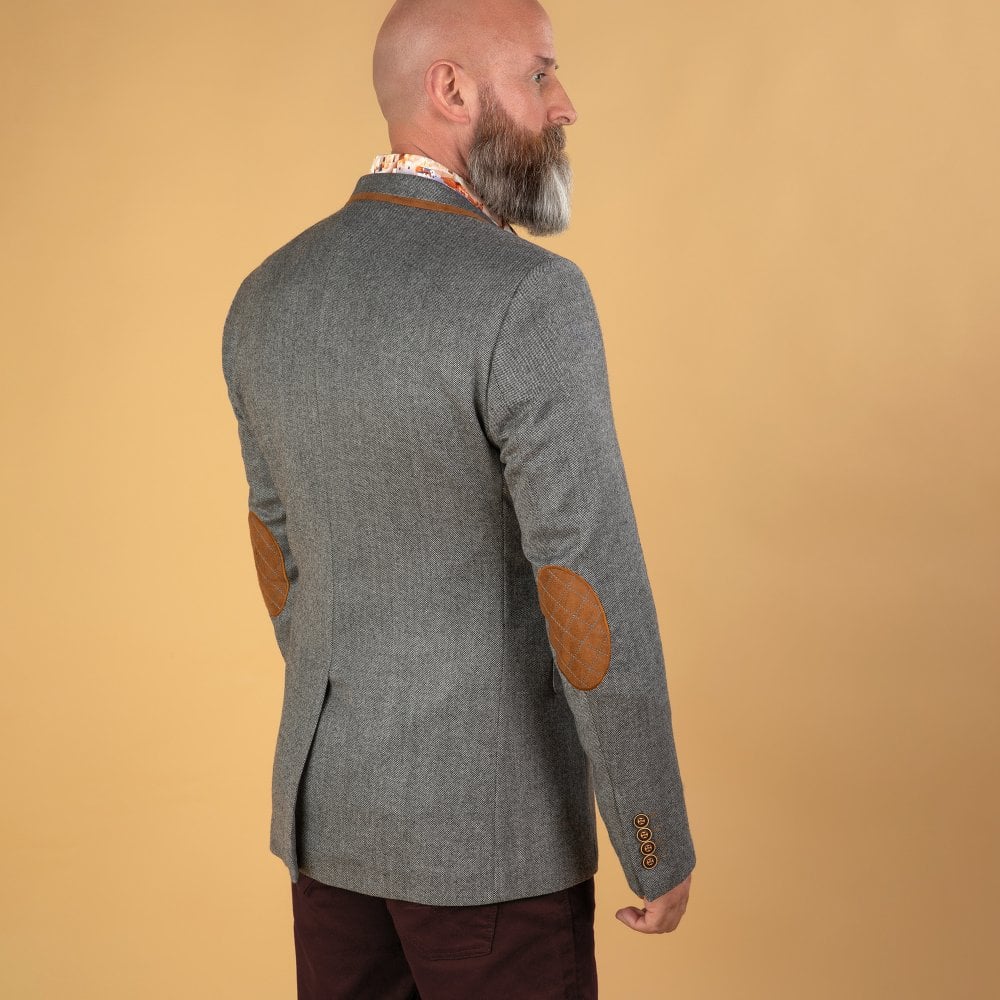 Claudio Lugli Mod Grey Tan Trim Blazer & Waistcoat