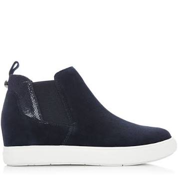 Moda In Pelle Avah Navy Suede Pull on Wedge Trainer, only size 8 left.