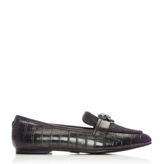 Moda in Pelle Eleni Black Croc Leather Loafer