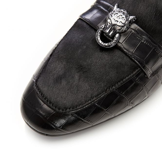 Moda in Pelle Eleni Black Croc Leather Loafer