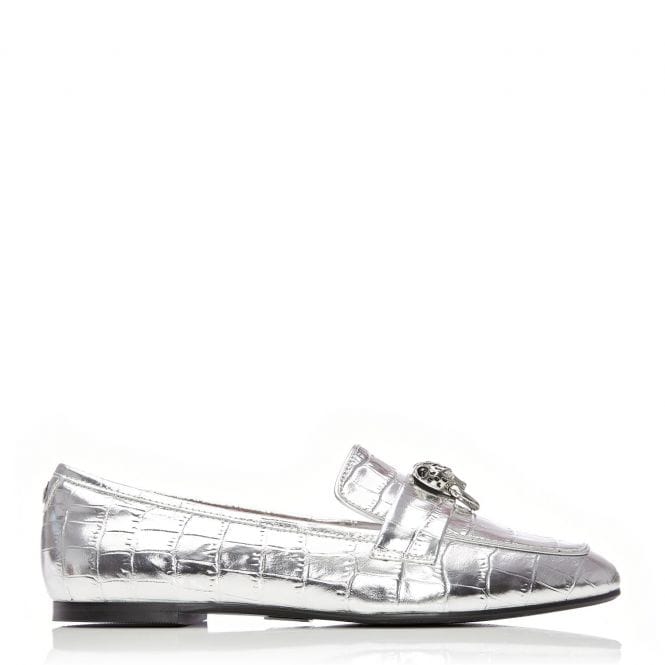 Moda in Pelle Eleni Silver Leather Loafer, only size 4 left.