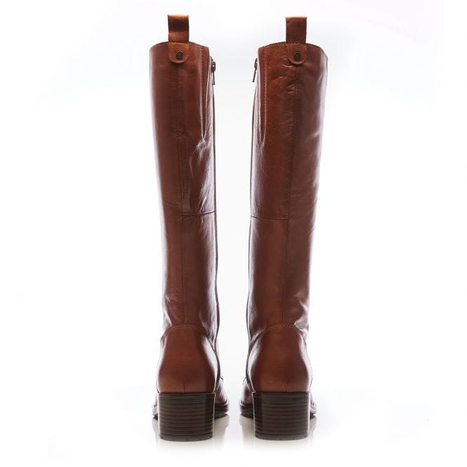 Moda In Pelle Hailey Tan Leather Lace Up Long Boot With Side zip. Only sizes, 7 and 8 left.