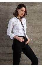 The shirt Company Winona White Tuxedo Blouse With Black Tie