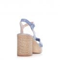 Moda in Pelle Lucena Mid Blue Heeled sandal, only size 5 left.
