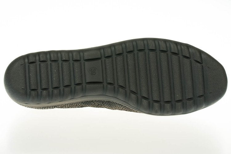 Caprice Black Patent Textured Leather Flat Ballerina Shoe