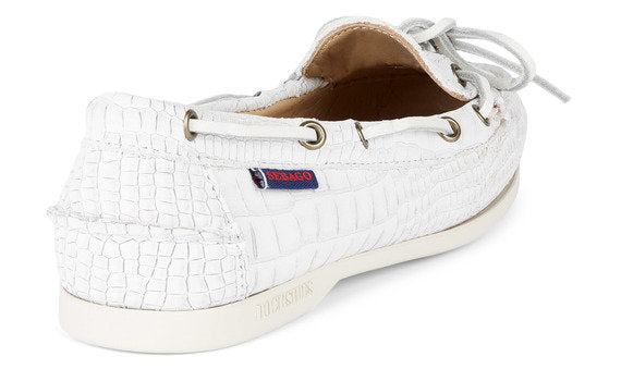 Sebago Nina Scaly Waxed White Deck Shoes Only size 7 left