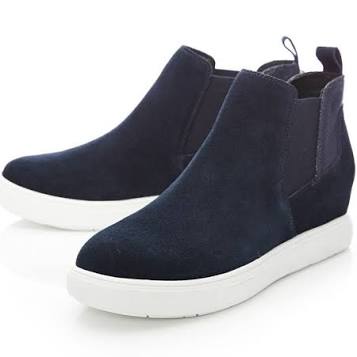 Moda In Pelle Avah Navy Suede Pull on Wedge Trainer, only size 8 left.