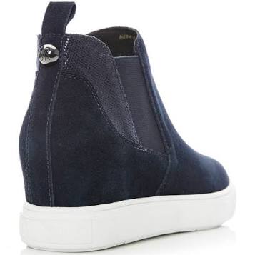 Moda In Pelle Avah Navy Suede Pull on Wedge Trainer, only size 8 left.